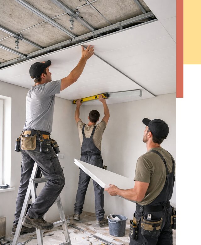 Монтаж потолка из ПВХ панелей в Шумерле от 3802 руб./м2 — быстро и недорого | ОТДЕЛОЧНИК-Шмр