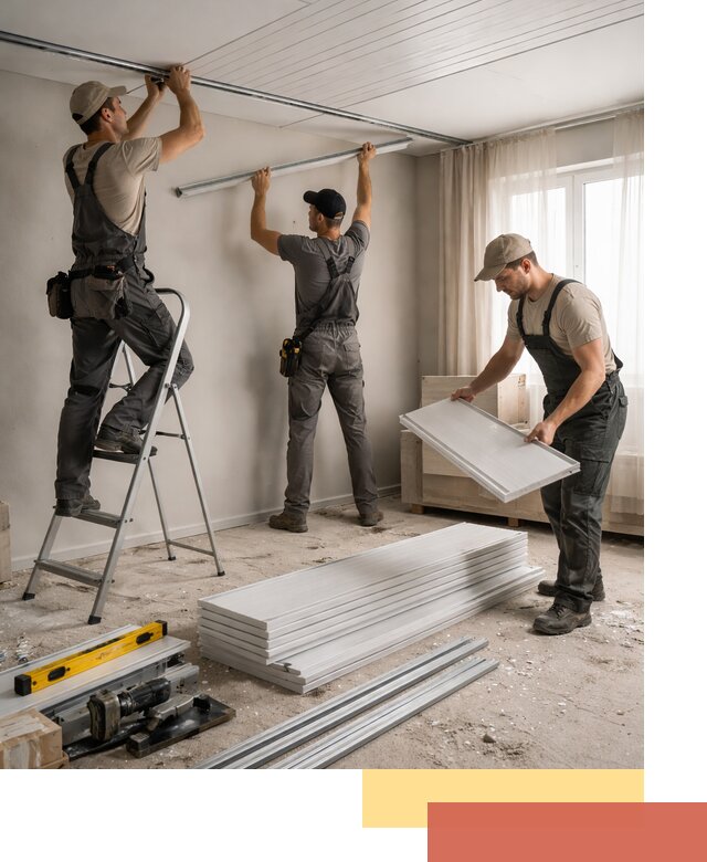 Монтаж потолка из ПВХ панелей в Шумерле оперативно и качественно