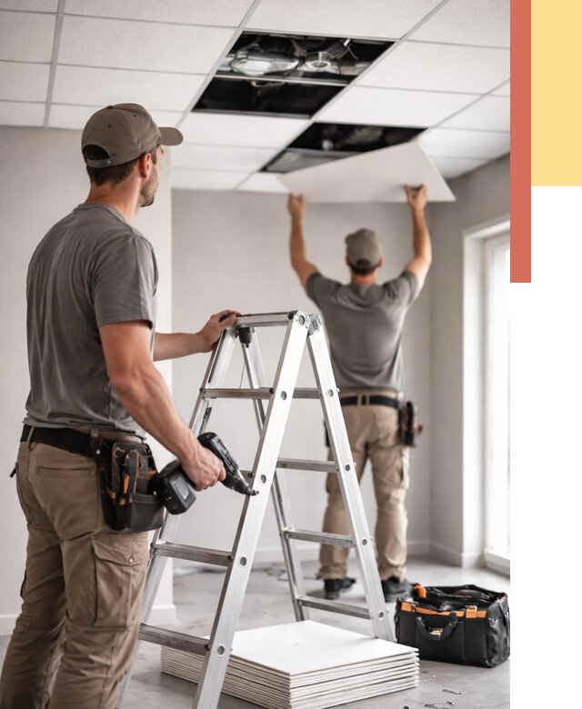 Обслуживание подвесного потолка в Шумерле от 3802 руб. — быстро и недорого | ОТДЕЛОЧНИК-Шмр