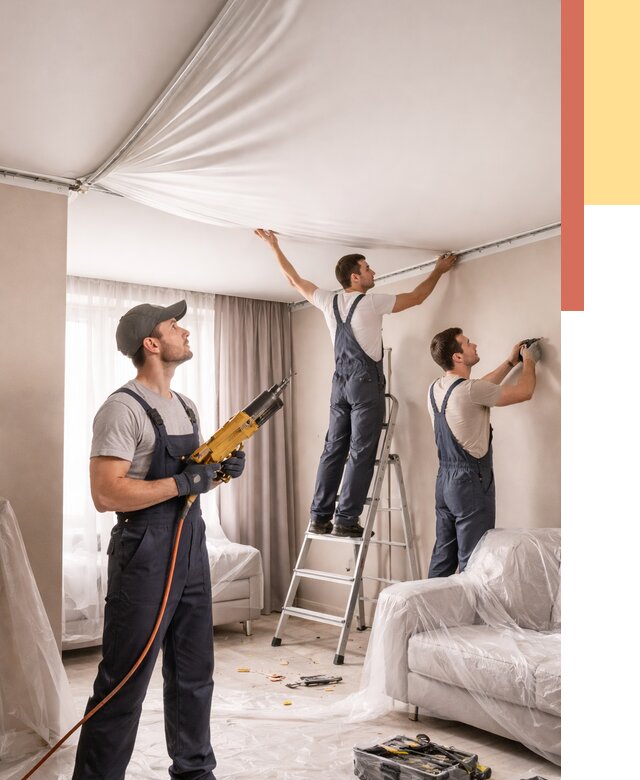 Установка натяжного потолка в Шумерле от 4888 руб. | Быстро и недорого — ОТДЕЛОЧНИК-Шмр