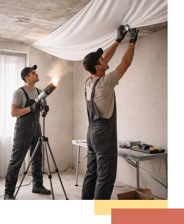 Установка натяжного потолка под ключ в Шумерле