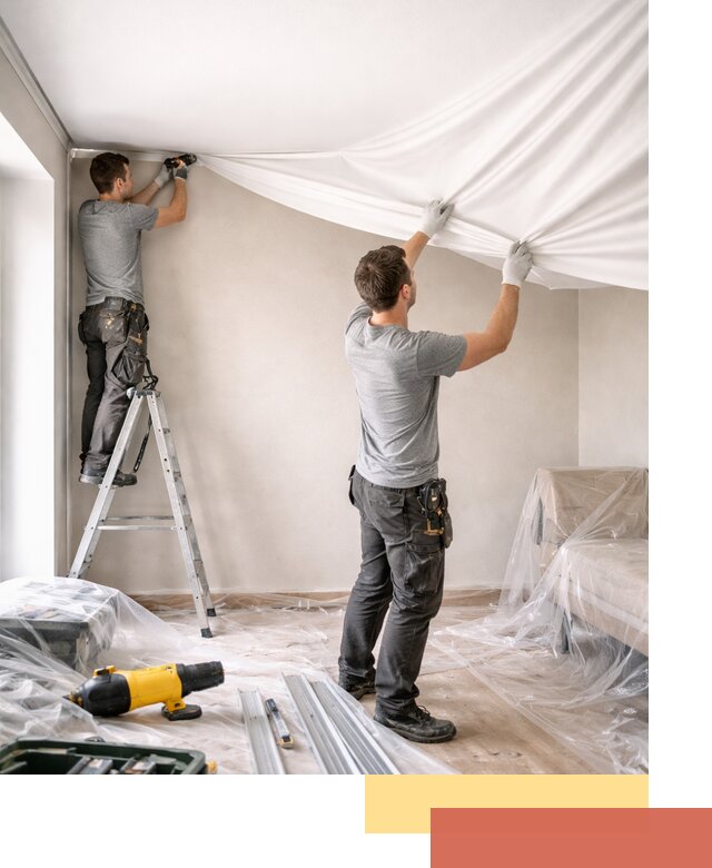 Монтаж тканевого натяжного потолка в Шумерле недорого и быстро