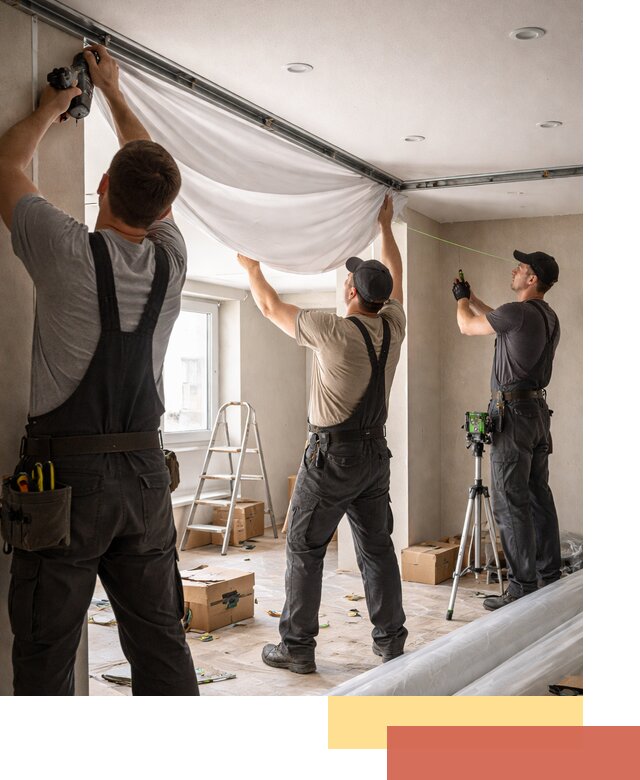 Монтаж парящего натяжного потолка под ключ в Шумерле