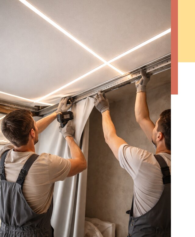 Монтаж натяжного потолка со световыми линиями в Шумерле от 1304 руб. | ОТДЕЛОЧНИК-Шмр