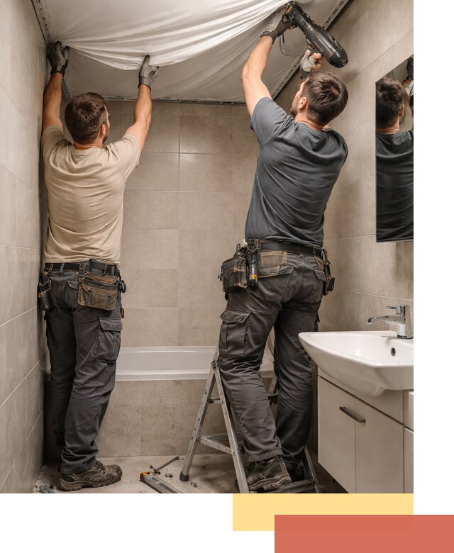 Монтаж натяжного потолка в ванной в Шумерле быстро и качественно