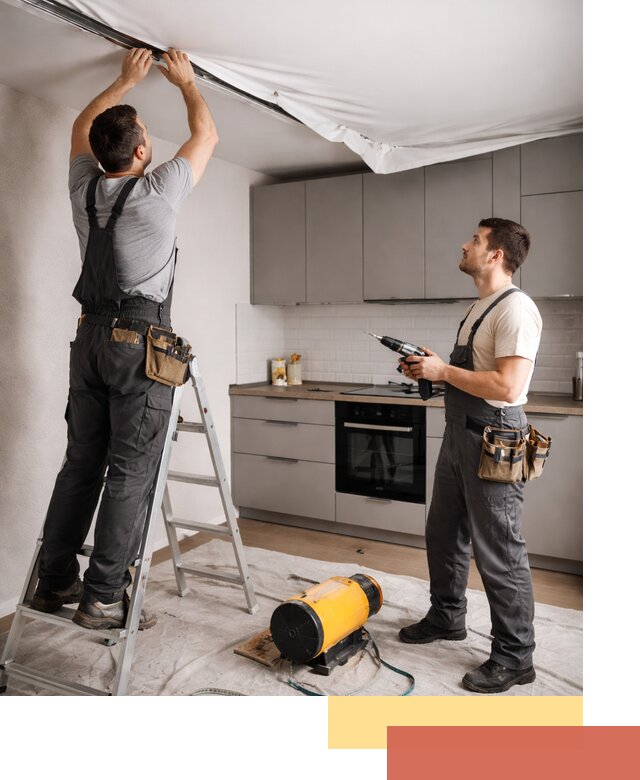 Монтаж натяжного потолка на кухне в Шумерле