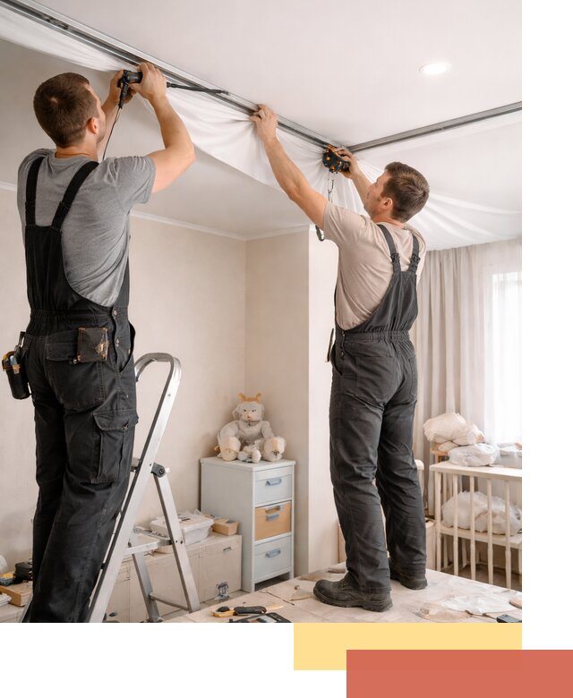 Монтаж натяжного потолка в детской комнате в Шумерле