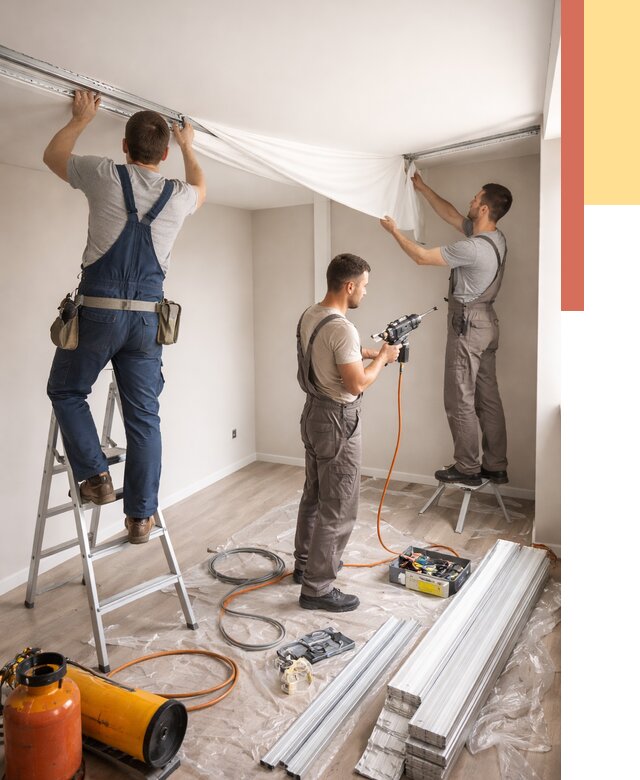 Монтаж натяжного потолка в студии в Шумерле от 5975 руб. — быстро и недорого | ОТДЕЛОЧНИК-Шмр