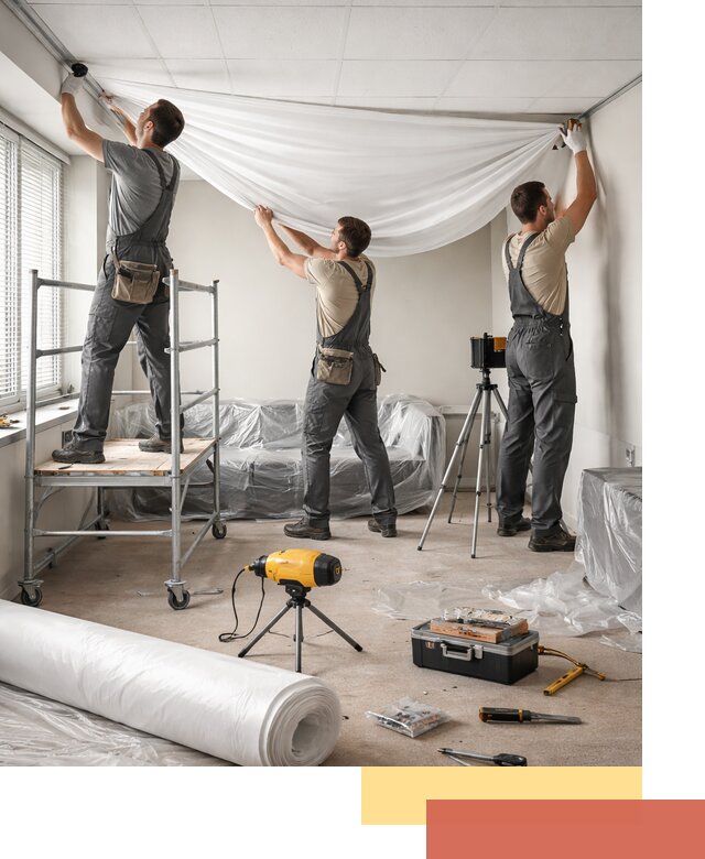 Монтаж натяжного потолка в офисе в Шумерле