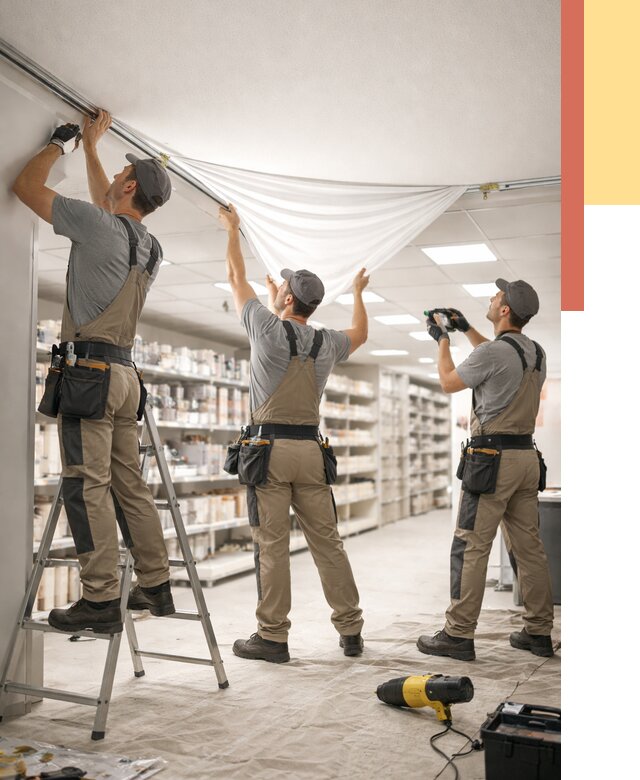 Монтаж натяжного потолка в магазине в Шумерле от 4888 руб. быстро и недорого | ОТДЕЛОЧНИК-Шмр