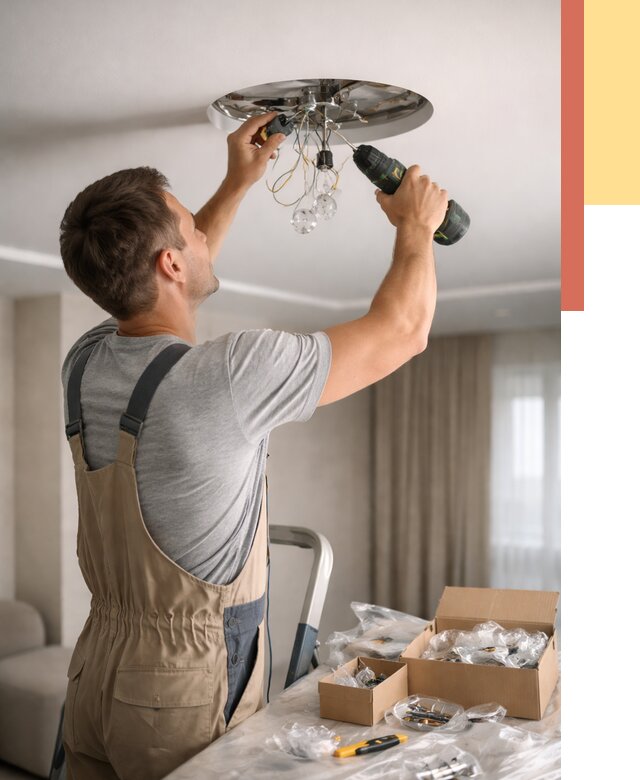 Установка люстры в натяжной потолок в Шумерле от 1304 руб. | Быстро и недорого — ОТДЕЛОЧНИК-Шмр