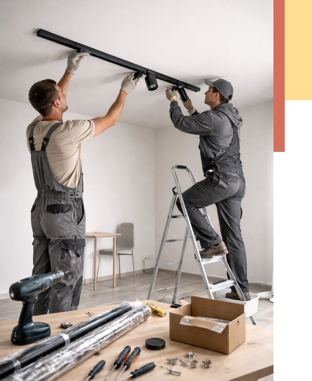 Установка трековых светильников в натяжной потолок в Шумерле от 4562 руб. | ОТДЕЛОЧНИК-Шмр