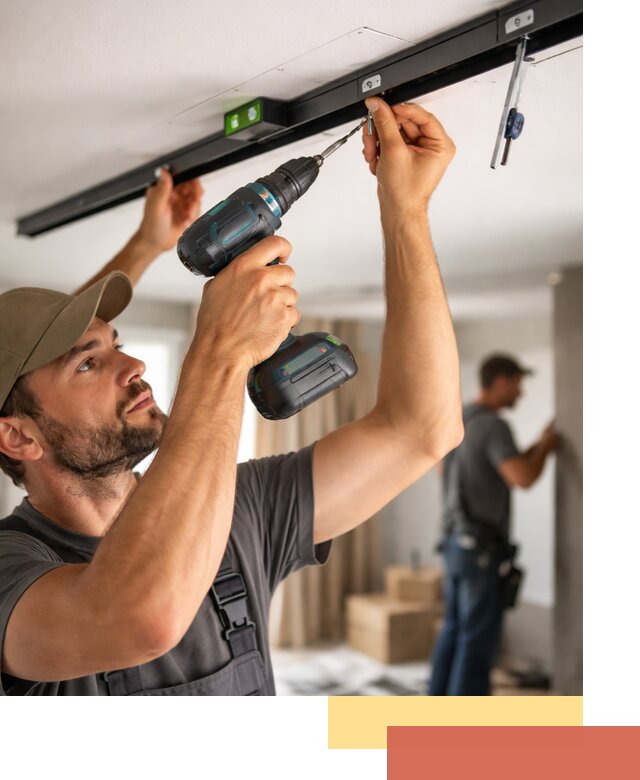 Установка трековых светильников в натяжной потолок в Шумерле