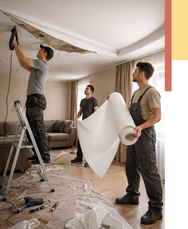 Замена полотна натяжного потолка в Шумерле от 10320 руб. быстро и недорого | ОТДЕЛОЧНИК-Шмр