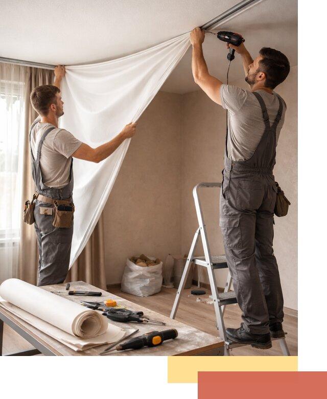 Замена полотна натяжного потолка в Шумерле быстро и качественно