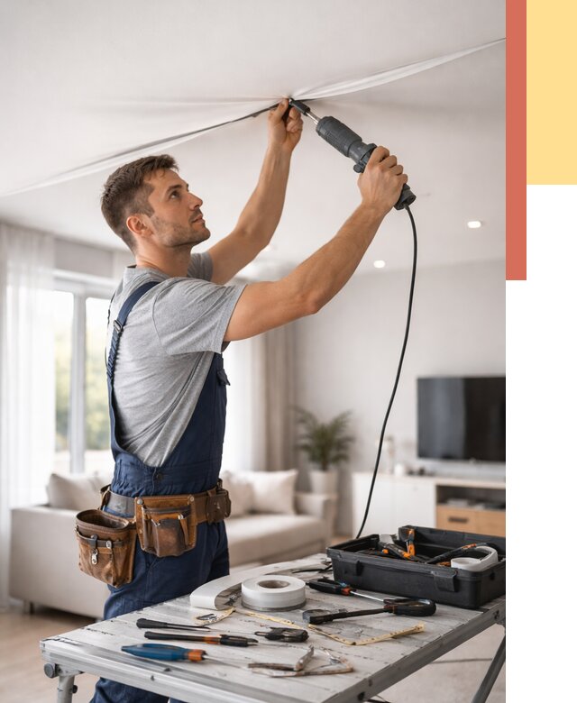 Ремонт натяжных потолков в Шумерле от 10320 руб. под ключ — ОТДЕЛОЧНИК-Шмр