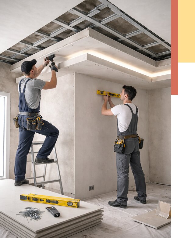 Двухуровневый потолок из гипсокартона в Шумерле от 1575 руб. под ключ | ОТДЕЛОЧНИК-Шмр