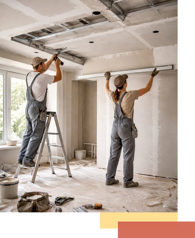 Монтаж многоуровневого потолка из гипсокартона в Шумерле