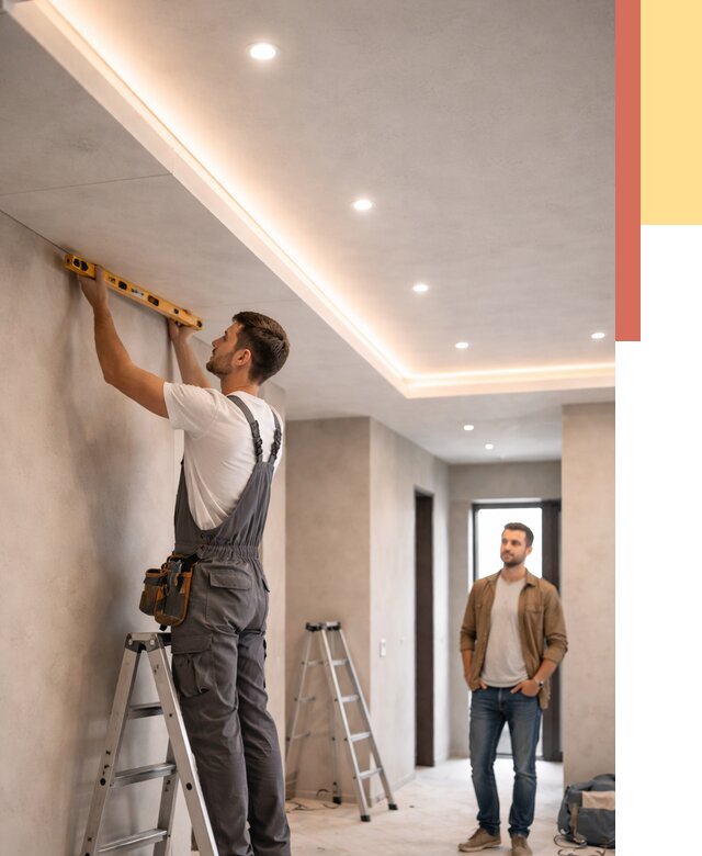 Потолок из гипсокартона с подсветкой в Шумерле от 815 руб./м2 под ключ | ОТДЕЛОЧНИК-Шмр