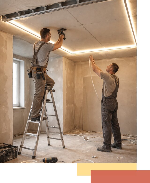 Потолок из гипсокартона с подсветкой в Шумерле