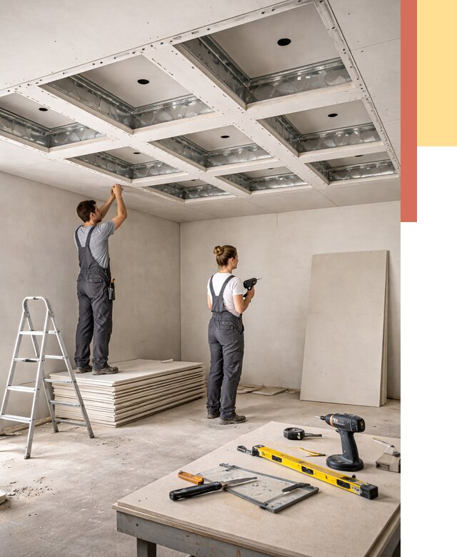 Кессонный потолок из гипсокартона в Шумерле от 2010 руб. — монтаж и под ключ | ОТДЕЛОЧНИК-Шмр