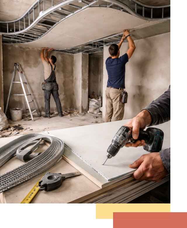 Криволинейный потолок из гипсокартона в Шумерле — монтаж и отделка