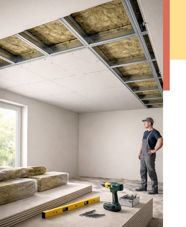 Звукоизоляция потолка ГКЛ в Шумерле от 1032 руб. — монтаж под ключ | ОТДЕЛОЧНИК-Шмр