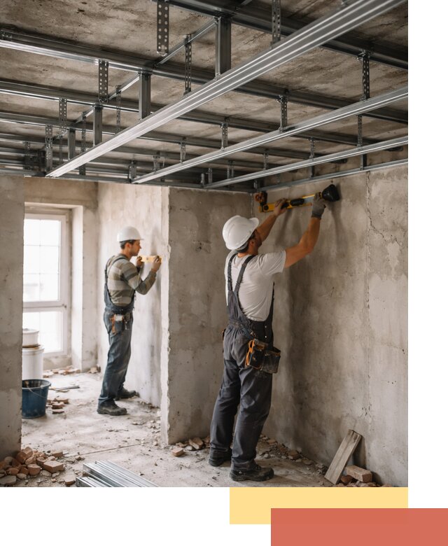 Монтаж каркаса потолка из профильного профиля в Шумерле