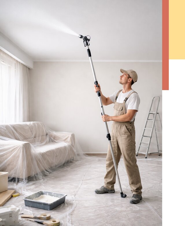 Покраска потолка краскопультом в Шумерле от 4888 руб. быстро и недорого | ОТДЕЛОЧНИК-Шмр