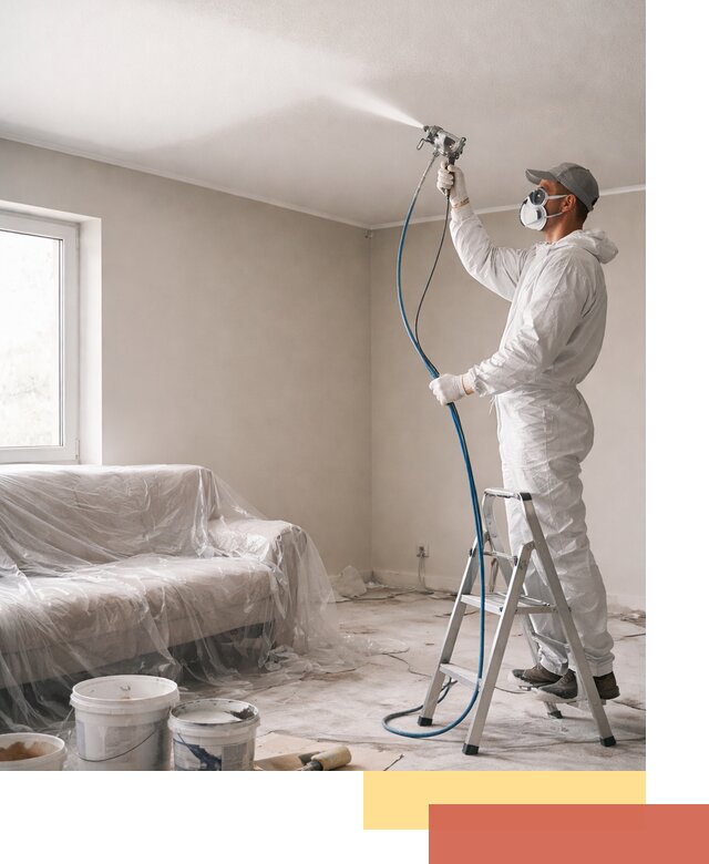 Покраска потолка краскопультом в Шумерле быстро и качественно