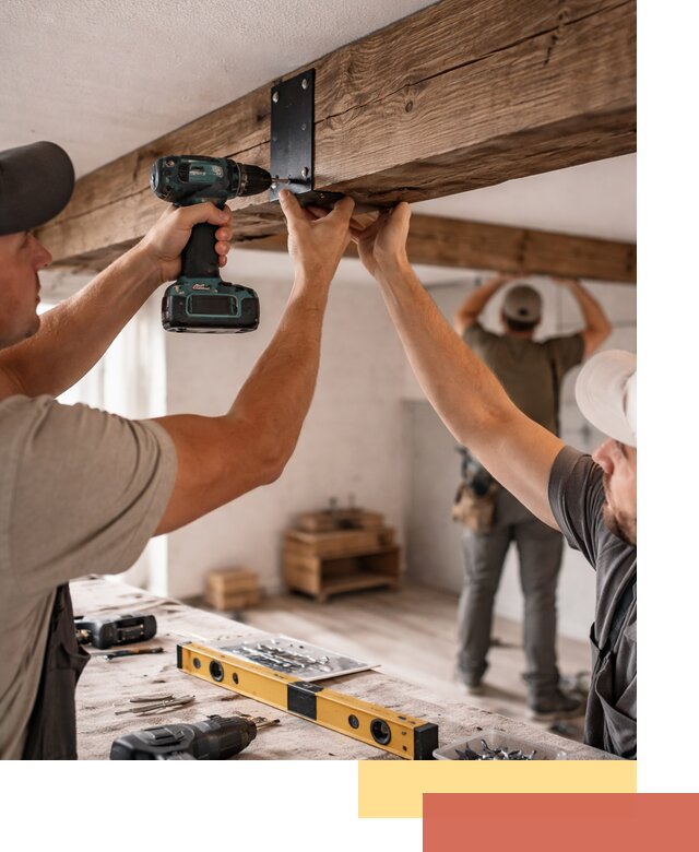 Монтаж декоративных потолочных балок в Шумерле