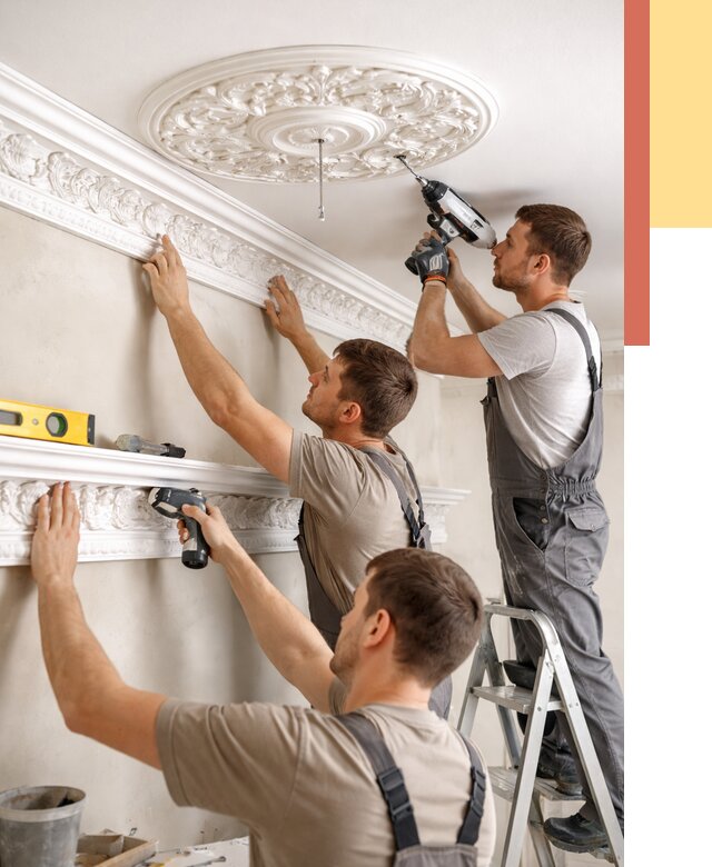 Монтаж лепнины на потолок в Шумерле от 3476 руб. быстро и недорого | ОТДЕЛОЧНИК-Шмр